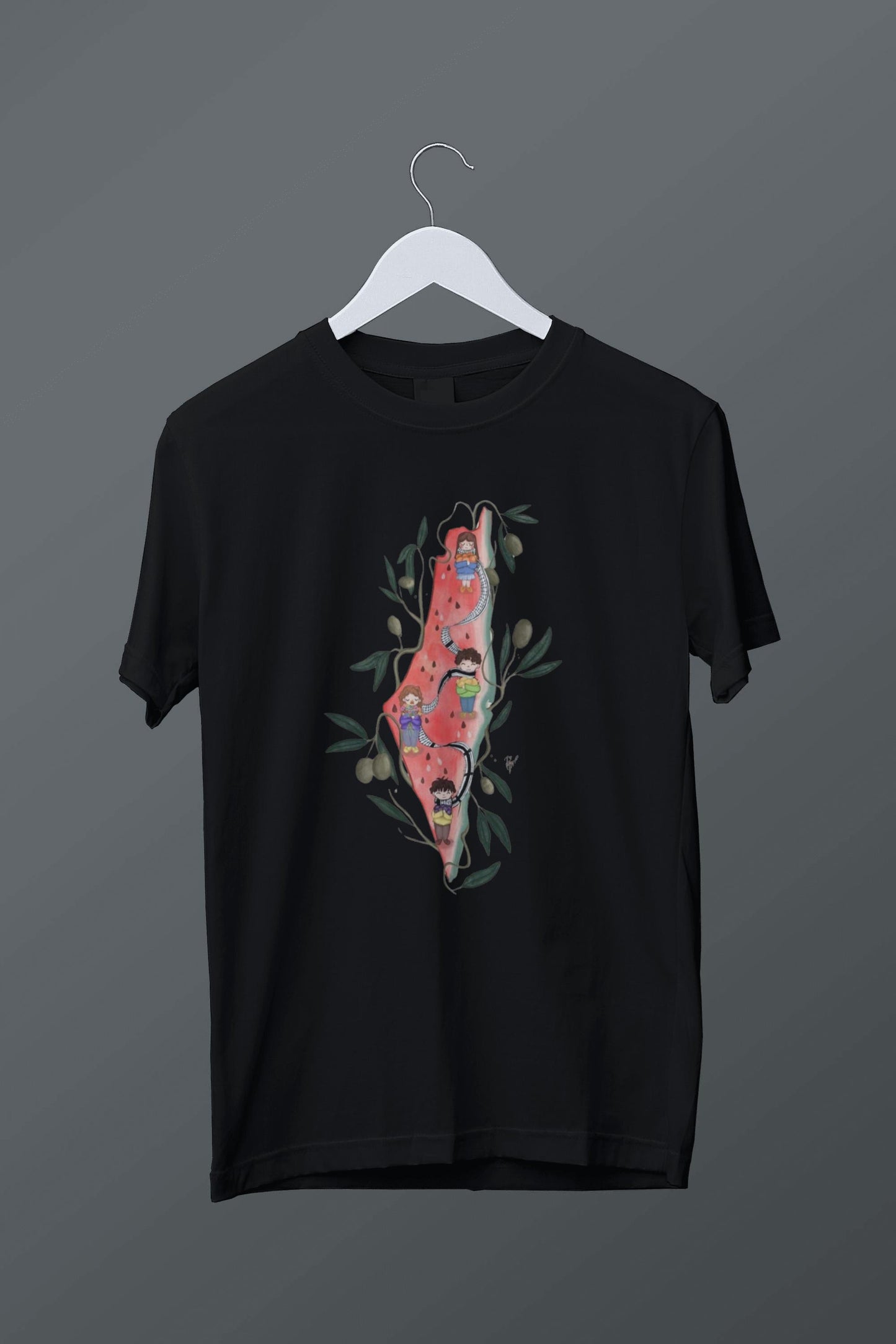 Çocuklu Filistin Haritası Baskılı T-shirt