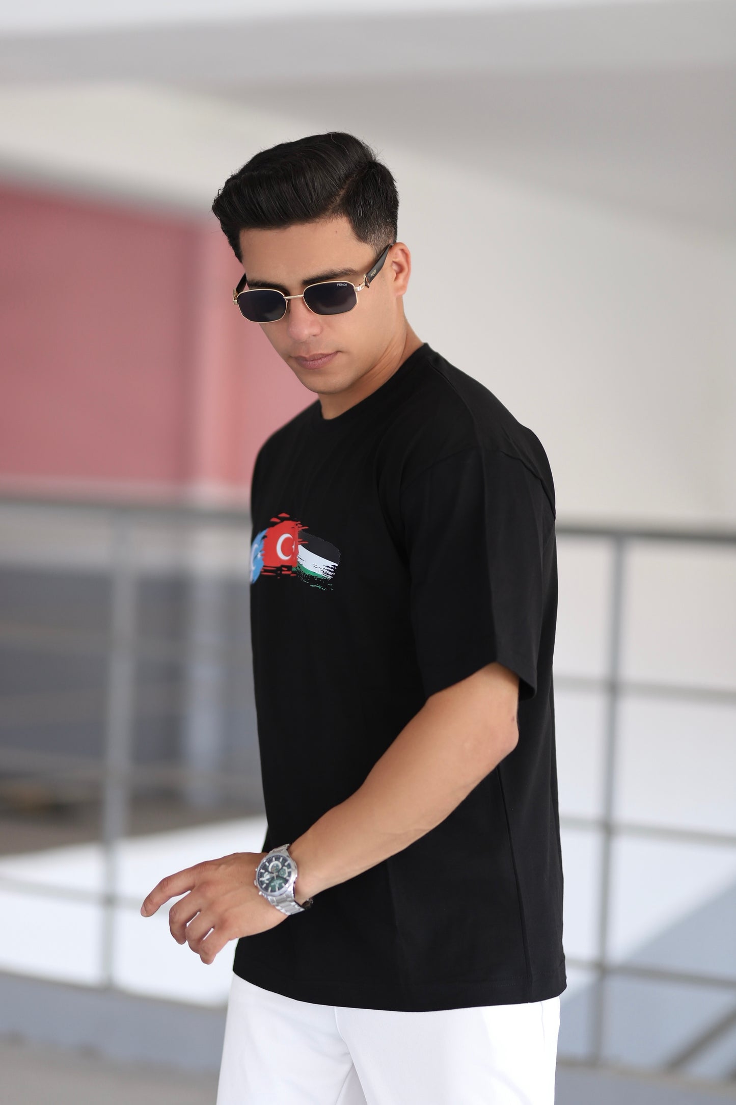 Üç Bayrak Temalı Baskılı Tişört