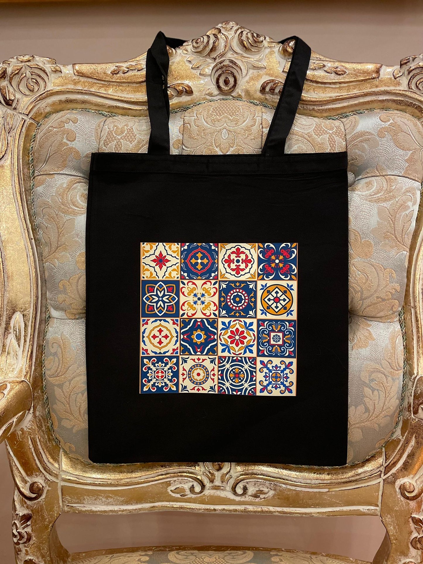 Mermer Motifli Baskılı Çanta