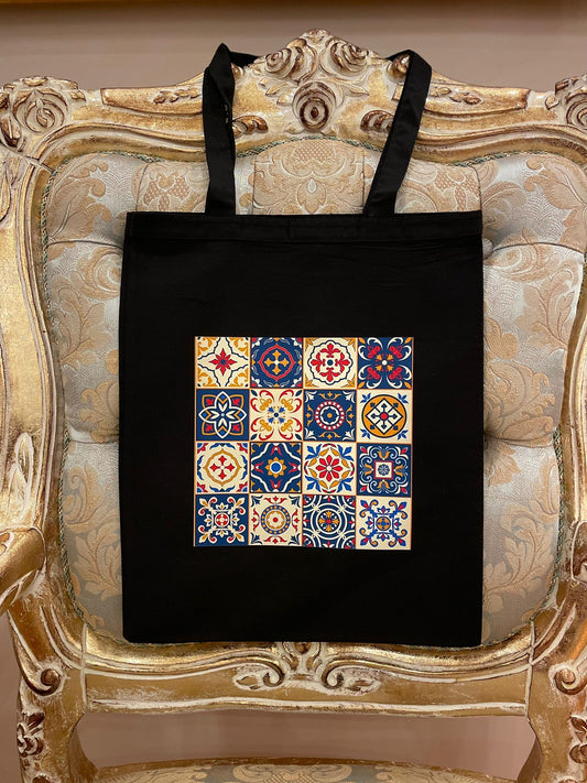 Mermer Motifli Baskılı Çanta