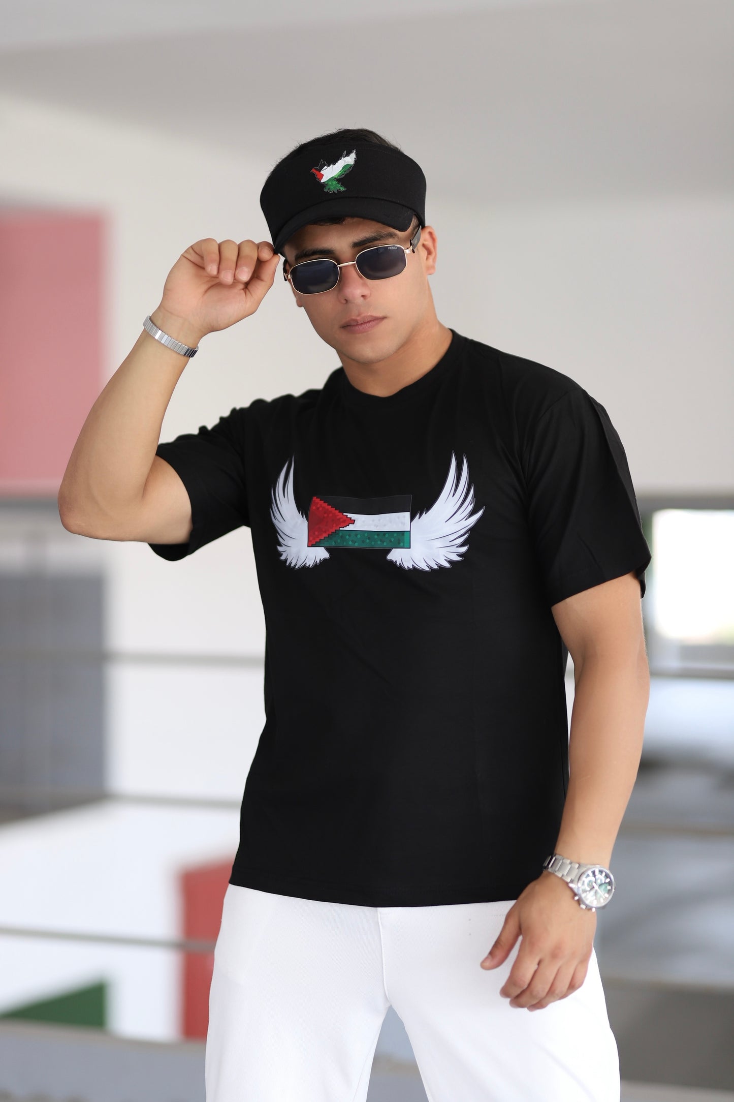Filistin Temalı Melek Kanadı Baskılı T-shirt