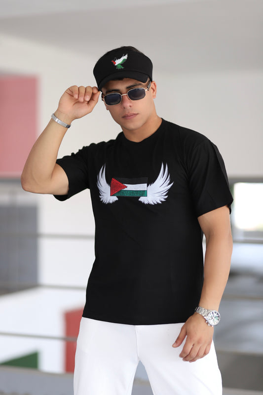 Filistin Temalı Melek Kanadı Baskılı T-shirt