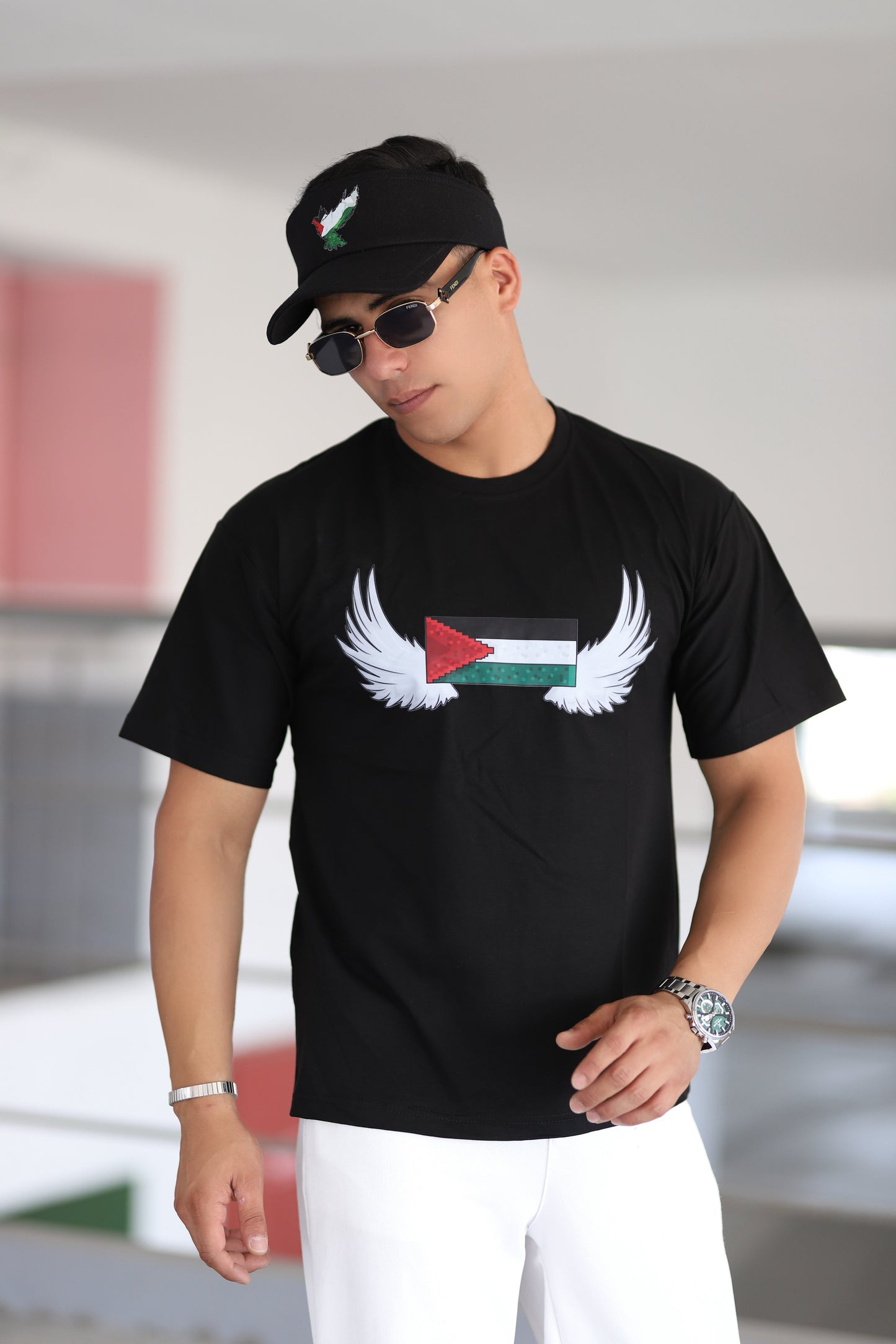 Filistin Temalı Melek Kanadı Baskılı T-shirt