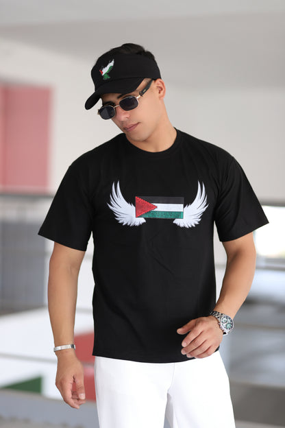 Filistin Temalı Melek Kanadı Baskılı T-shirt