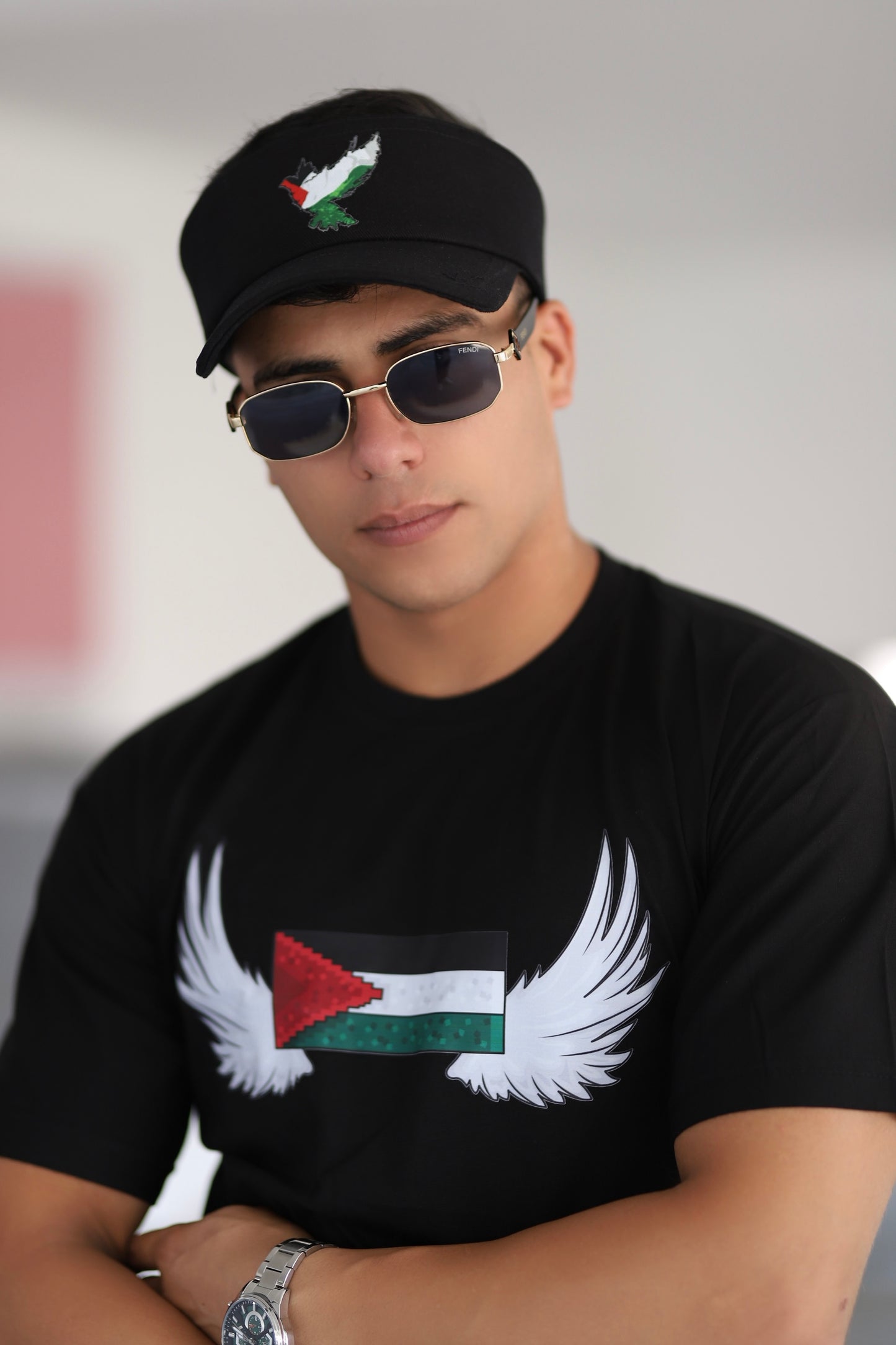 Filistin Temalı Melek Kanadı Baskılı T-shirt