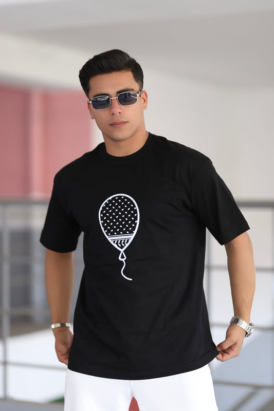 Kefiyeli Balon Tasarımlı Baskılı T-shirt
