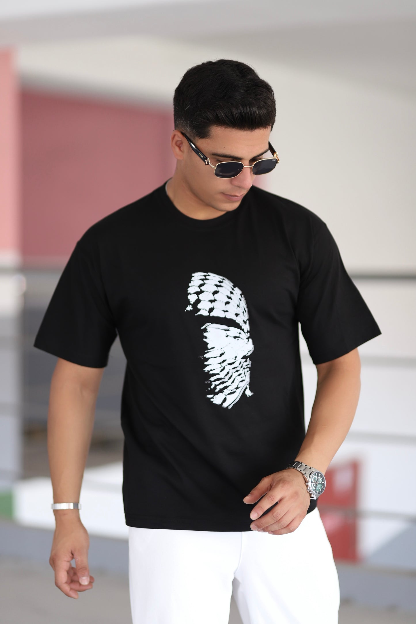 Kefiye Desen Baskılı T-shirt