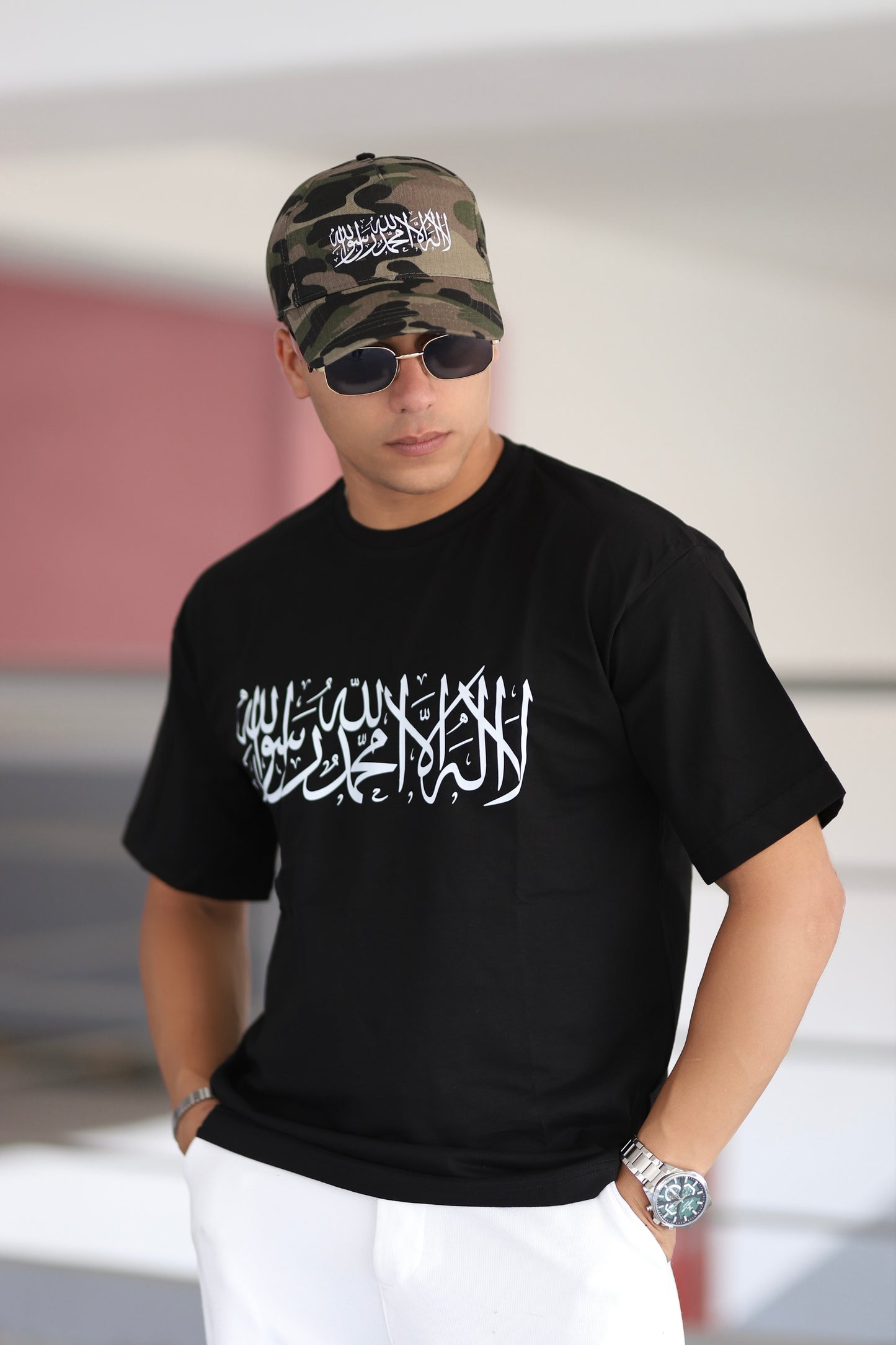 Kelime-i Tevhid Yazılı Baskılı T-shirt