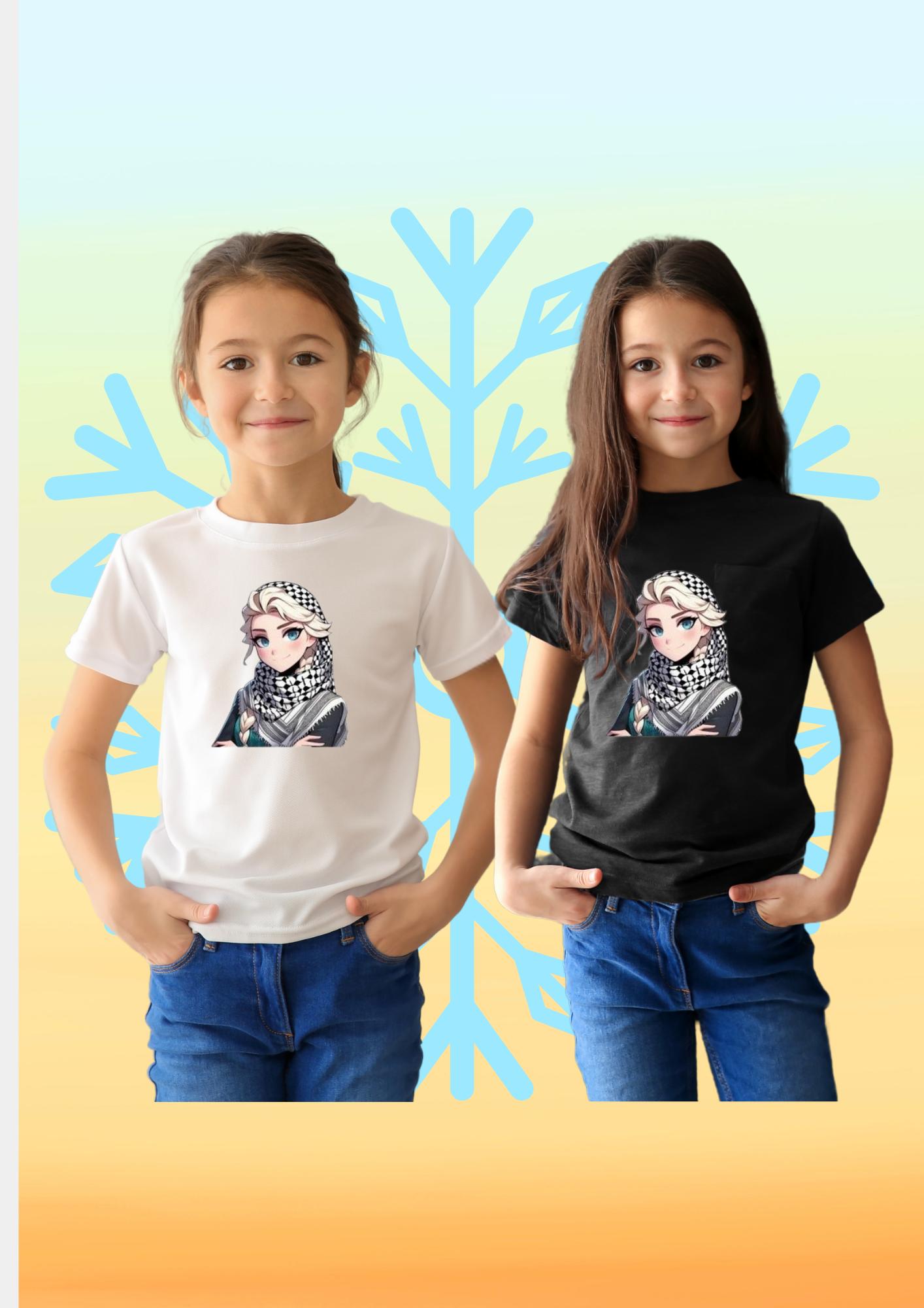Kefiyeli Elsa Baskılı Çocuk Tişörtü