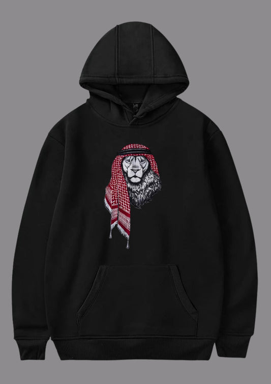 Kefiyeli Aslan Baskılı Hoodie