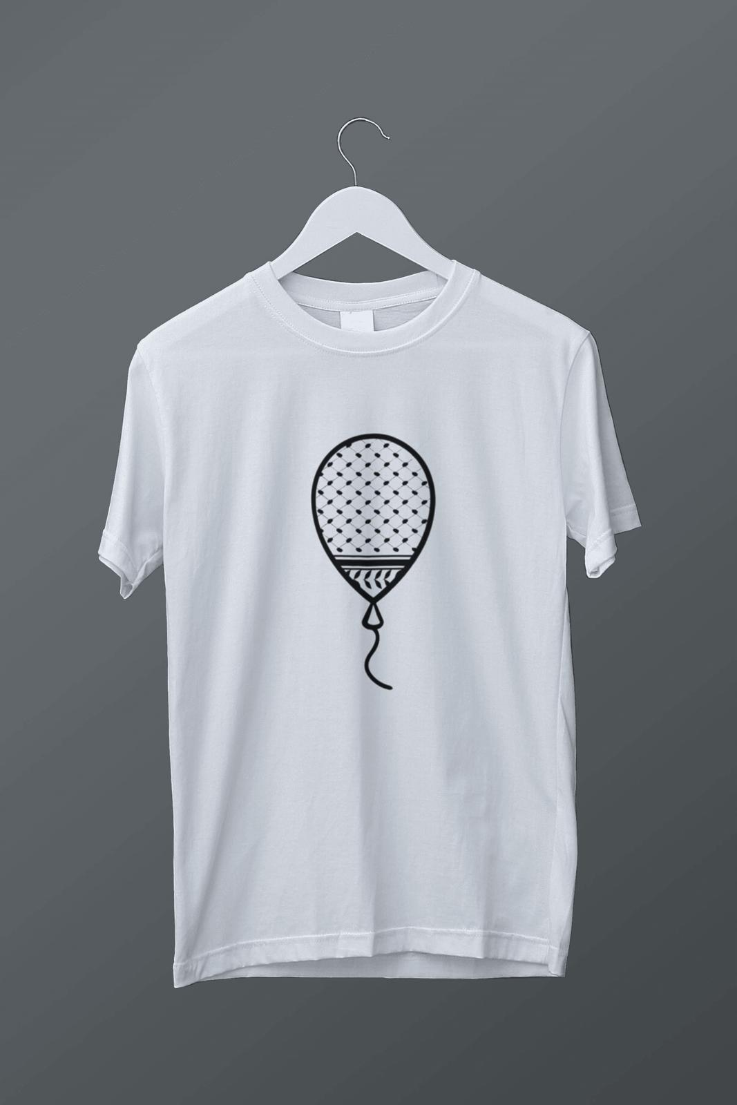 Kefiyeli Balon Tasarımlı Baskılı T-shirt