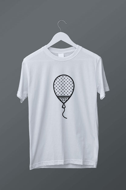 Kefiyeli Balon Tasarımlı Baskılı T-shirt