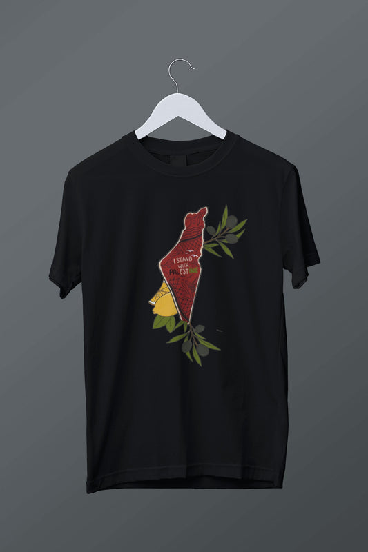 Zeytin ve Limonlu Filistin Haritası Baskılı Tişört