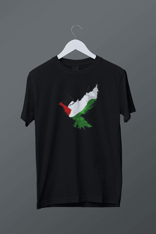 Filistin Temalı Kuş Baskılı T-shirt