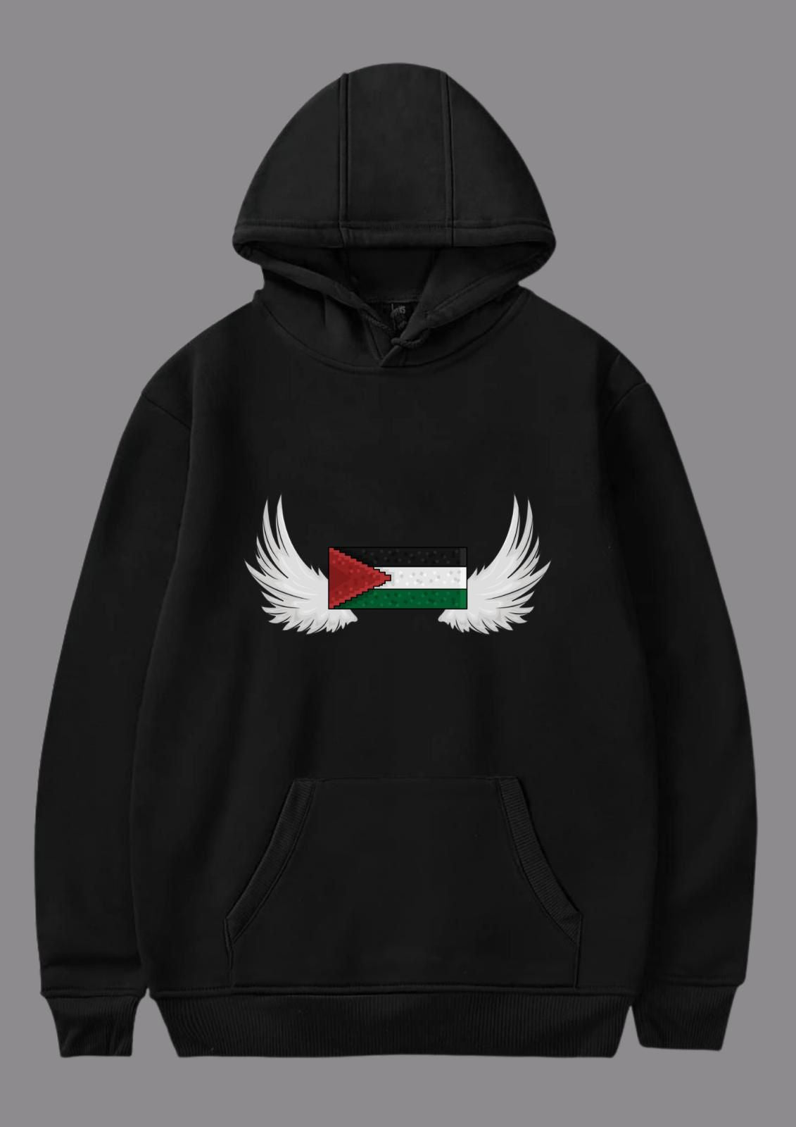 Filistin Bayraklı Melek Kanadı Baskılı Hoodie