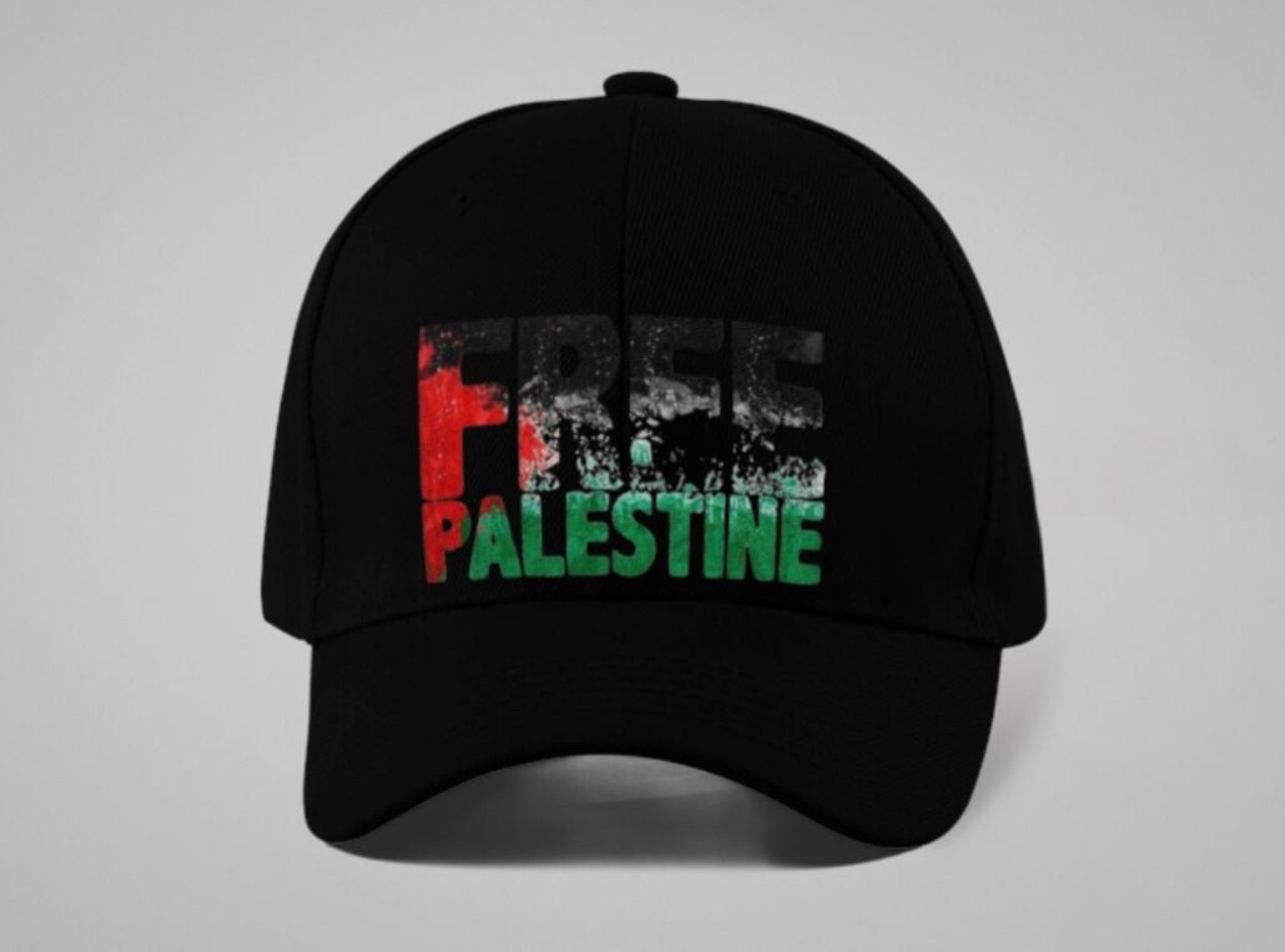 قبعة مطبوعة بشعار فلسطين الحرة